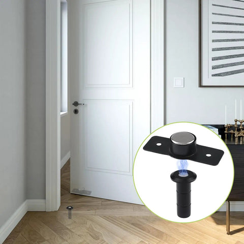 Magnetic Door Catch Set 2 Pack for Closets Cabinets Floor Mounted Silent Ball Catch installed at bottom of door