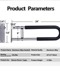 Diagram of 23.6 Inch Foldable Handrail Grab Bar Wall Mounted Toilet Safety Support For Handicap Elderly Seniors with dimensions.