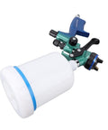Rock Solid HVLP Spray Gun With Smooth 1.3mm Stainless Steel Tip And Rugged Copper Cup G1/4 Fast Swap Adjustable Dial Lightweight Frame with white cup.