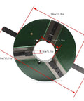 12 Inch Three Jaw Self Centering Welding Positioner Table Chuck With Reversible Jaws And Handle Drive, 300mm Diameter Welding Locator, showing top view with dimensions.