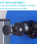 Close-up of Bubble Film Packing Rack Wall Mounted Dispenser handle mechanism for easy wrap removal and replacement.