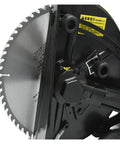 Heavy Workhorse Electric Circular Saw Packed With 6800W Knockout Motor Power And Smooth Adjustable Angle close-up of the blade.