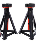 Pair of heavy-duty steel 3 ton jack stands for home garages, 6000 lb capacity each, low profile design with 10 adjustable heights.
