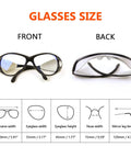 Heavy Duty CO2 Laser Safety Glasses Delivering Serious OD6 Plus Shielding For 10600NM Projects  size chart with dimensions