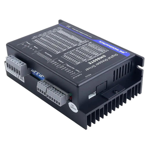 TE Series Digital Stepper Driver for Nema 34 Motors, 2.4-7.2A, black housing with connectors, high efficiency motion controller