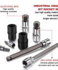 107 Piece Workhorse Allen and Torx Socket Set with Hex Ball End Bits showcasing durable S2 alloy steel and CR-V steel materials.