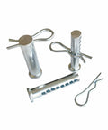 Beefy Go To Heavy Duty Adjustable Clevis Pin With Eight Hole Design And R Clip Lock Kit, showing pins and clips on white background