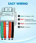 Easy wiring diagram for Flux Capacitor Push Button Switch 12V LED SPST With Wire Kit Replacement For Toyota models showing color-coded wires.