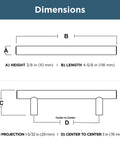 Dimensions diagram of Satin Gold Cabinet Handles Set 30 Pack With Three Inch Center Holes Modern Pulls For Drawers Kitchen Cabinets And Dressers