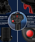 Features of One-Handed RC Radio Transmitter With 4 Channel Receiver 2.4GHz Remote for beginners; direction rocker, throttle trigger.