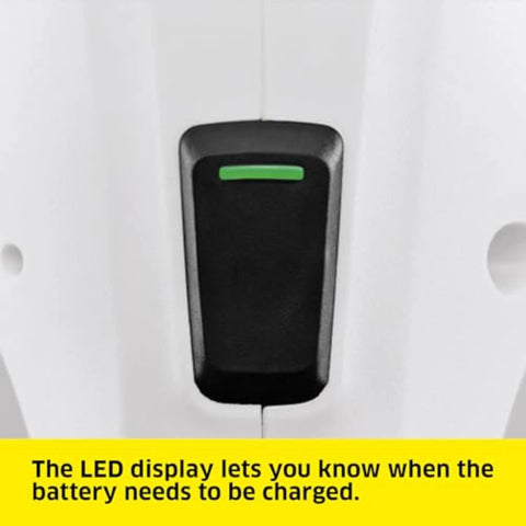 Front view of Kärcher WV 1 electric window vacuum squeegee; black body with a green accent.