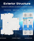Image of Miniature Circuit Breaker 500V 2 Pole 20 Amp Isolator For Solar PV System with labeled components and installation guide.