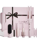 5 In 1 Auto Curling Iron Set With Interchangeable Barrels 1 Inch 1.25 Inch 1.5 Inch Curling Wand Hair Crimper And Straightening Brush Rotating Ceramic Curler Dual Voltage Anti Scald Pink set with gift box