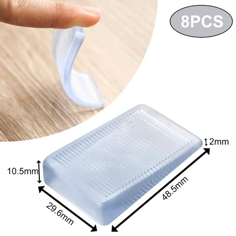 8 Pack Clear Furniture Leveler Shims Non Slip Rubber Table Wedges For Uneven Floors, 48.5mm x 29.6mm adjustable stabilizer.