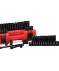 Heavy Duty One Quarter Inch Drive Impact Socket Set With Shallow And Deep Sockets 4mm To 15mm Metric SAE 6 Point CrV Steel 55 Piece with case