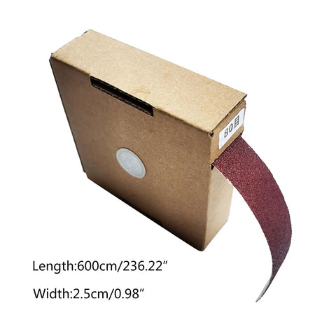 Pro Grade Emery Cloth Roll For Drum Sanders And Woodworking Tear Resistant Hella Tough Sandpaper, 600cm length, 2.5cm width.