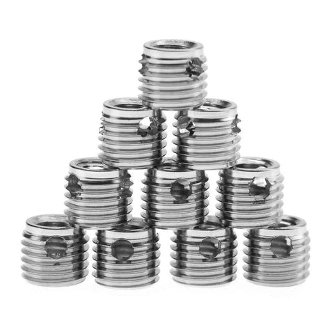 10 Piece Stainless Steel Self Tapping Thread Insert Repair Kit With Nine Styles For Auto Rail Vehicle Shipbuilding Construction Machinery Inner M5x0.8 Outer M8x1.0 Length 7mm stacked stainless thread inserts