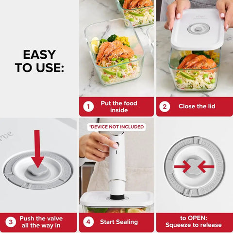 Step-by-step guide to using Glass Vacuum Seal Food Storage Containers 3-Piece Set For Fridge And Freezer Airtight No-Fuss Glass Containers