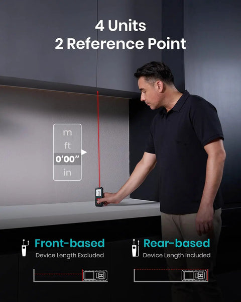 Man using Digital Laser Tape Measure With 229 Ft Range And A Slick Upgraded Electronic Angle Sensor Dope Distance Accuracy