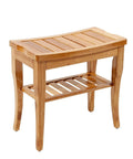 Sturdy Bamboo Shower Bench Seat With Storage Shelf Organizer Waterproof Bathroom Chair For Shower Tub And Balcony