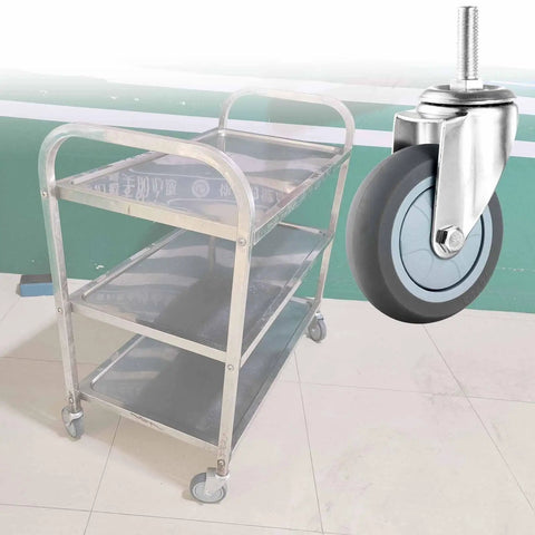 Heavy Duty Caster Wheels With Safety Brake Non Marking Swivel Casters For Heavy Furniture And Office Equipment on a cart.