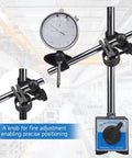 Pro Grade Magnetic Dial Indicator Kit With 0 To 1 Inch Range And 0.001 Inch Resolution, 22 Test Tips, Long Adjustable Arm, flat back