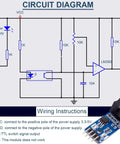 Circuit diagram of Speed Sensor Module LM393 Comparator Slot Type IR Optocoupler with wiring instructions.