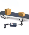 Adjustable Speed Automatic Belt Conveyor With Forward Reverse Switch And Heavy Duty Pvc Belt facilitating package transport on a steel frame.
