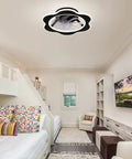 Low Profile Ceiling Fan With Light Modern Flush Mount LED Dimmable Remote Control With Hidden ABS Blades in a bedroom