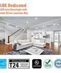 Modern living room with 6 Inch Canless LED Recessed Downlight 12 Pack 3000K 900 Lumens Wet Rated Ultra Slim lighting installed.