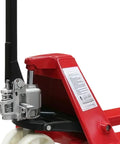 Heavy Duty 4,400 Lb Hydraulic Pallet Jack With Linked Dual Wheels For Smooth Warehouse Forklift Operations Shop Floor Material Handling Truck close-up of hydraulic pump mechanism