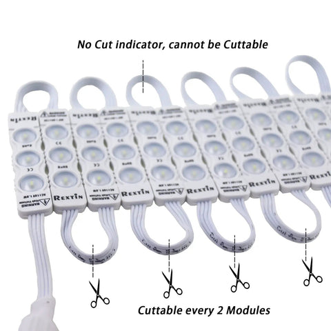 Ultra Bright 110V 3 LED Module 2835 White Light With 120 To 150 Lm Per Module Waterproof Peel And Stick Adhesive Back