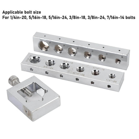 Achieve precise bolt drilling and secure safety wire installations with this carbon steel drill jig set, compatible with M6 to M12 bolts