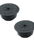 Super Sleek Two Inch Desk Grommet Cable Hole Covers in black ABS for clutter-free wire management. Set of 2.