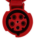 Heavy Duty 63A 5 Pin Industrial Plug Power Connector For 3 Phase 5 Wires IP67 380 To 415V Waterproof Electrical Connector red front view