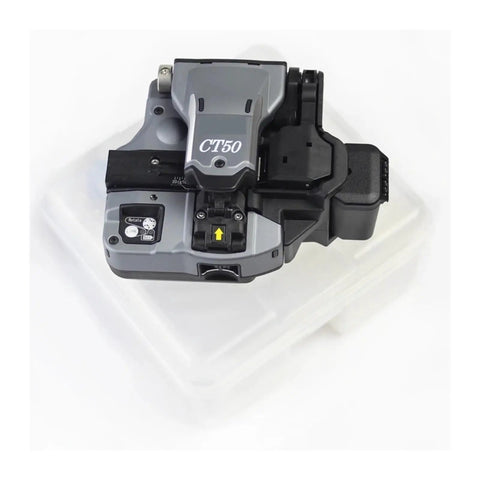 CT50 Optical Fiber Cleaver Dead On Cuts For Fiber Cable Splicing Multi Strand Compatible No Sweat Pro Grade Tool For Field Techs, viewed from above.