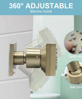 360° adjustable silicone nozzle for Slick 28 Inch Ceiling Rainfall Shower Panel With Bright Led Display And Six Dual Mode Body Jets Complete Brushed Gold Bathware Kit.