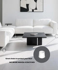 Room with sofas and table featuring 10 Pack White Round Rubber Chair Leg Caps 1/2 Inch Inner Diameter Vinyl End Covers Soft Touch Table Feet Anti Slip Floor Protectors Quick Install Noise Reduction Scratch Prevention