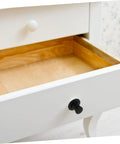 Open wooden drawer with white and black knobs in a cabinet, featuring Hidden Recessed Flush Pull Handle For Cabinets And Drawers Easy Install.