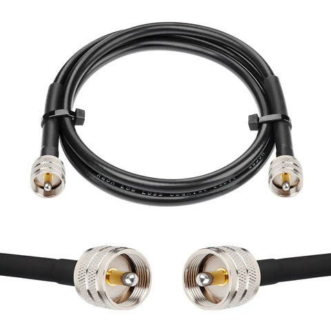 RG8x Jumper Cable 3ft 2 Pack PL259 Male to Male Coax for HAM Radio CB VHF Marine Antenna Extension SWR Meter and Antenna Analyzer