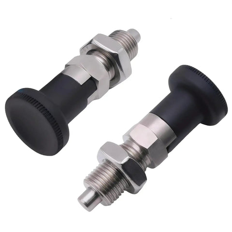 2 Pack Beefy Push Fit Ball Nose Spring Plungers M12x1.5 Stainless Steel Self Locking Indexing Plunger With Knob Positioning Pin And Lock Nut