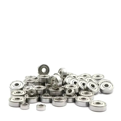 Hella Durable High Carbon Steel Miniature Flanged Ball Bearing Set 10 Piece Pack Includes 608zz 623 624 635 626 688zz pile of steel ball bearings.