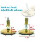 Adjustable Swivel Leg Levelers With Threaded Feet, height range 1"-1.75", displayed with measurements.