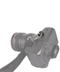 No Sweat Quick Release Screws For Camera Shoulder Straps With Heavy Duty Metal Clips attached to DSLR with strap.