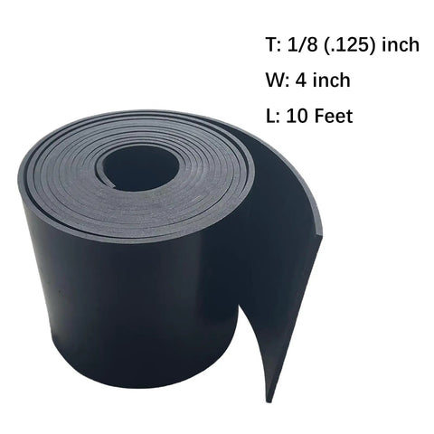 Heavy Duty Solid Rubber Strips One Eighth Inch Thick By Four Inch Wide Ten Foot Long With Adhesive Backing rolled up