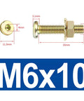 Heavy Duty M6 Flat Round Head Hex Socket Screws With Flange Nuts Kit Zinc Plated Allen Bolts M6x10 dimensions view