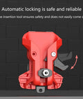 Heavy Duty Drill Belt Clip Hook With Auto Lock Release Mechanism For Cordless Drivers Hammer Drills And Impact Tools close-up side view showing automatic locking feature.