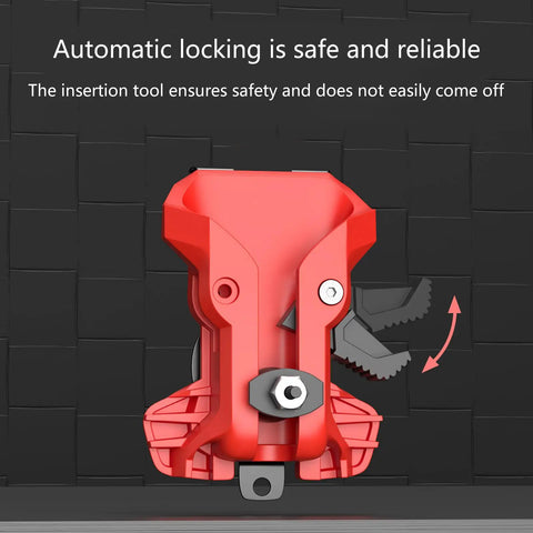 Heavy Duty Drill Belt Clip Hook With Auto Lock Release Mechanism For Cordless Drivers Hammer Drills And Impact Tools close-up side view showing automatic locking feature.