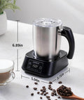 5 In 1 Milk Frother And Steamer With Adjustable Temperature 17 Oz Detachable Frother shown on a countertop with display and handle
