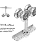Close-up view of Heavy Duty Sliding Door Roller Kit With Galvanized Track Pulley, showing durable rollers and track mount